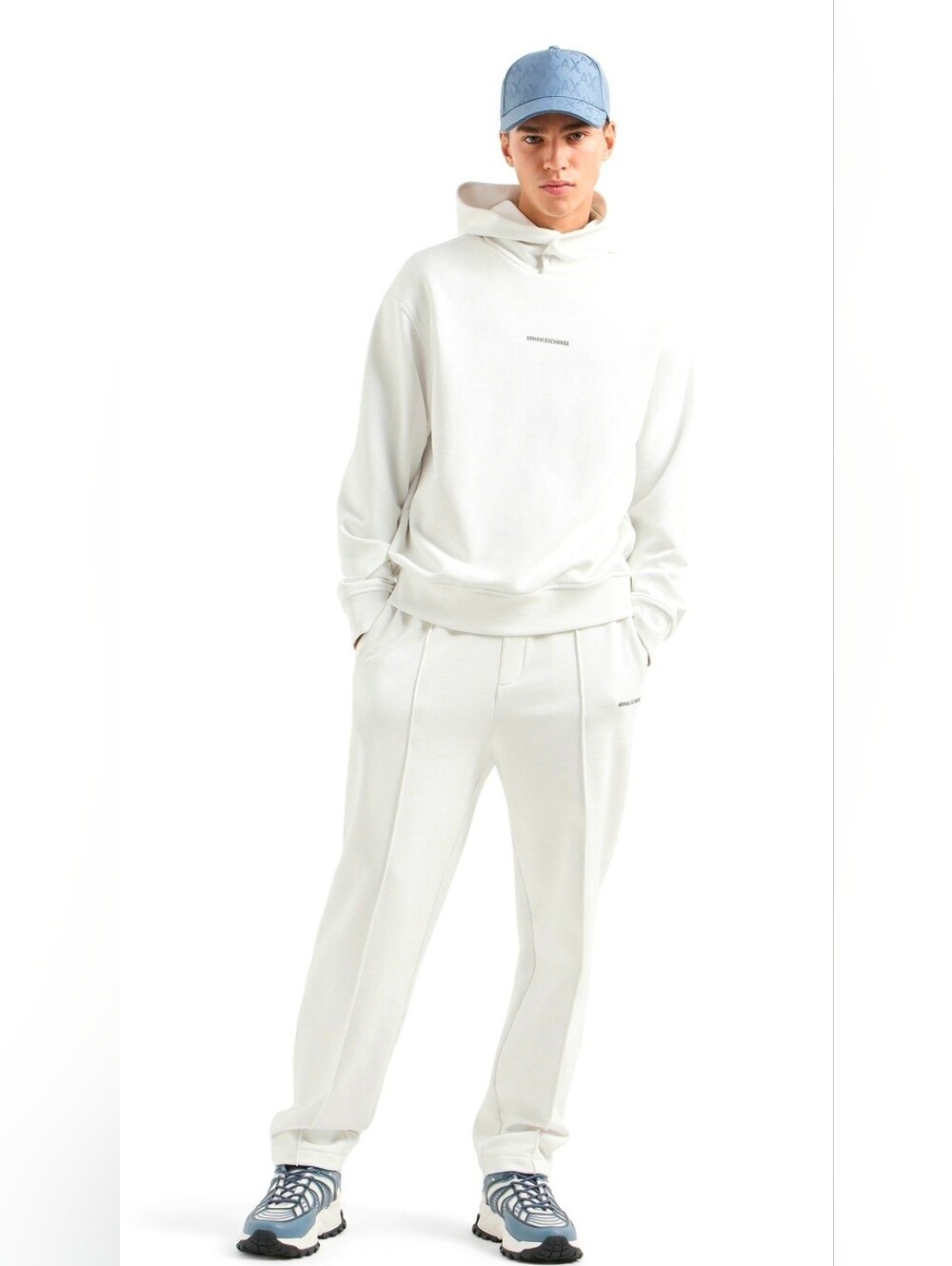 $120 AX Armani Exchange Mens Cotton French Terry Front Pleat Detail Sweatpants